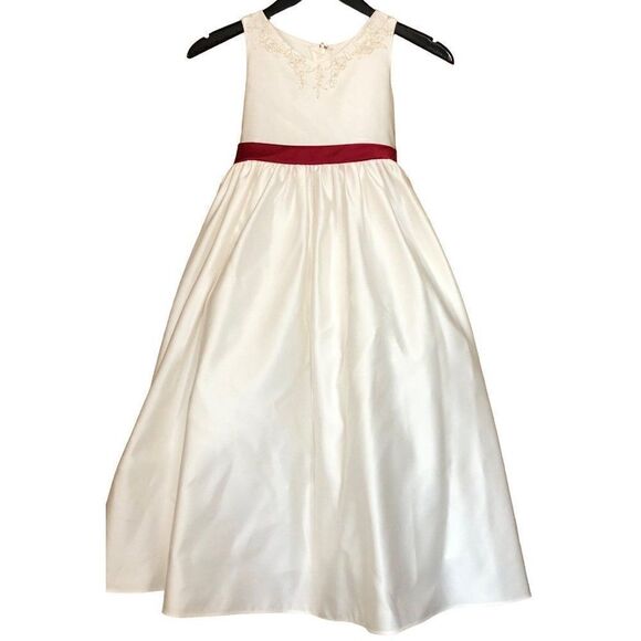 Formal Christmas Party Dress Gown White Red Girls Size 10 - Picture 1 of 6